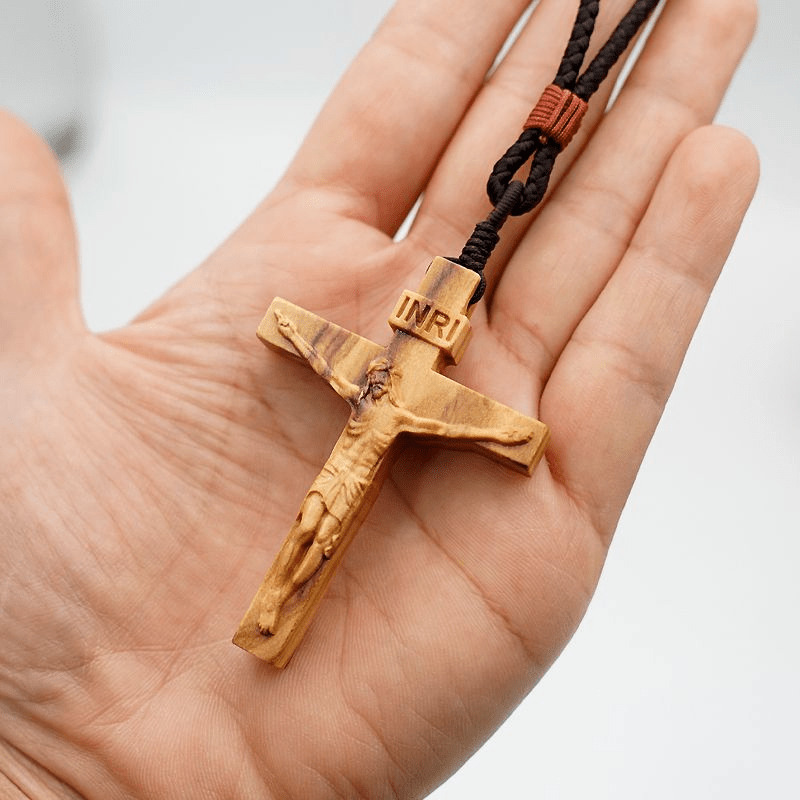 Jesus Crucifix Wooden Necklace