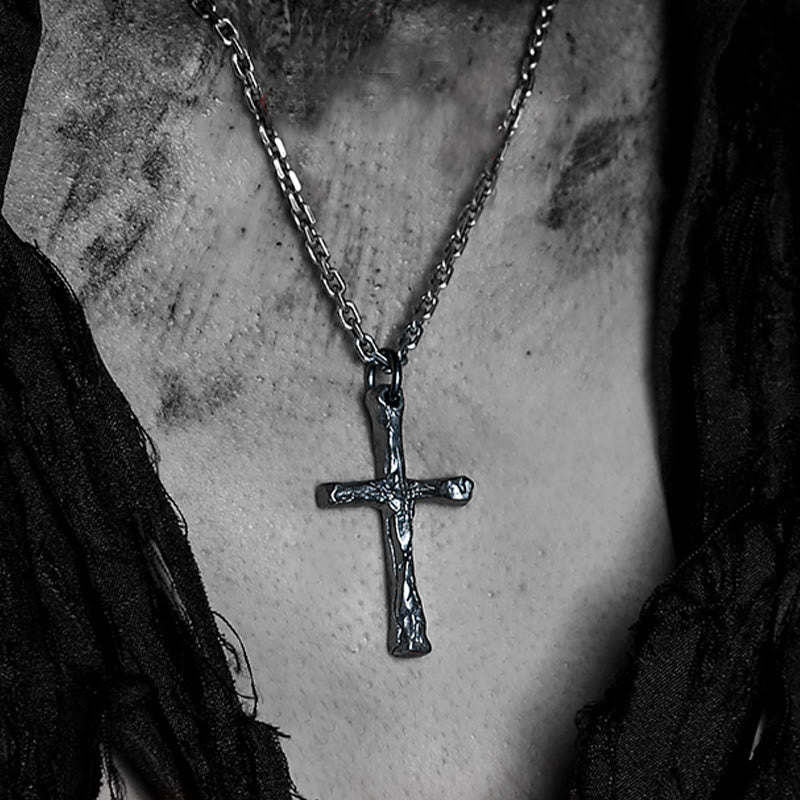 925 Sterling Silver Dark Style Cross Necklace: A Symbol of Faith