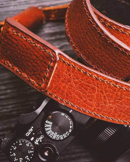 Camera Strap Hand-stitched from Thick Cowhide Leather｜FUJIFILM Sony Leica