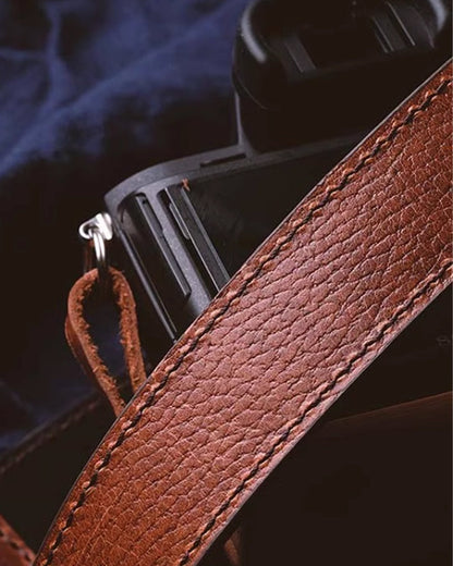 Camera Strap Hand-stitched from Thick Cowhide Leather｜FUJIFILM Sony Leica