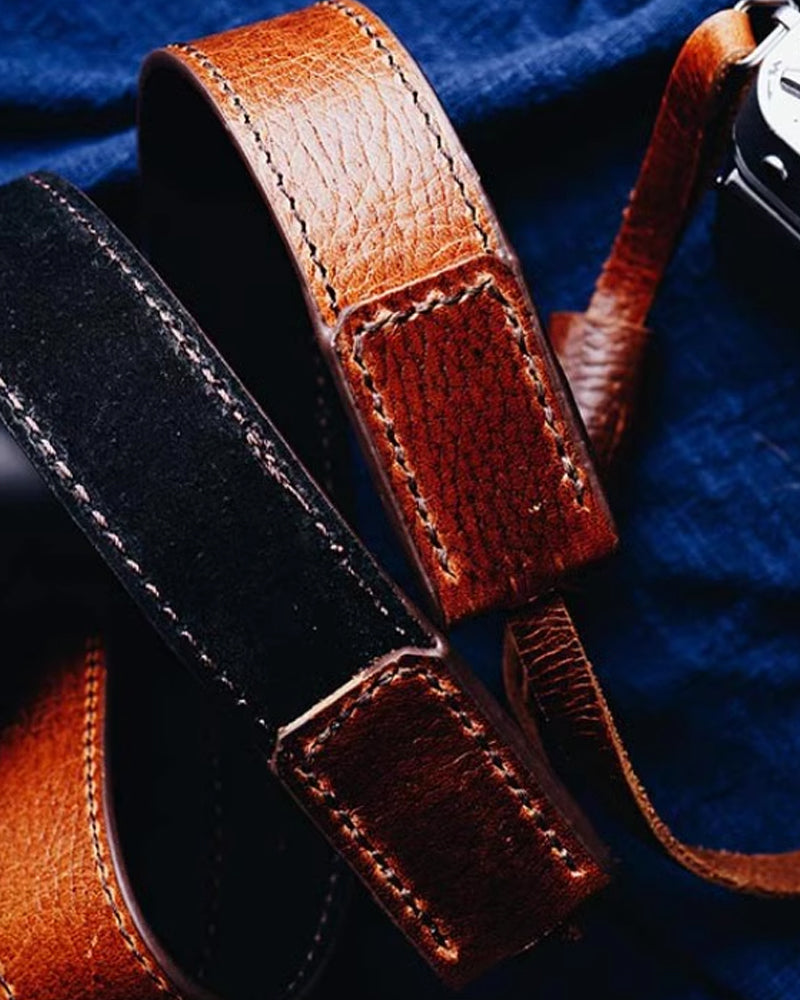 Camera Strap Hand-stitched from Thick Cowhide Leather｜FUJIFILM Sony Leica